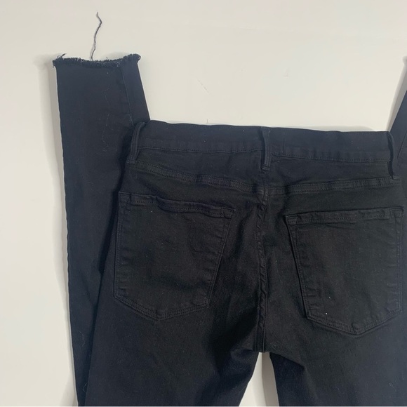 Frame Le Skinny De Jeanne Black Ripped Distressed Mid-Rise Jeans - Picture 9 of 16